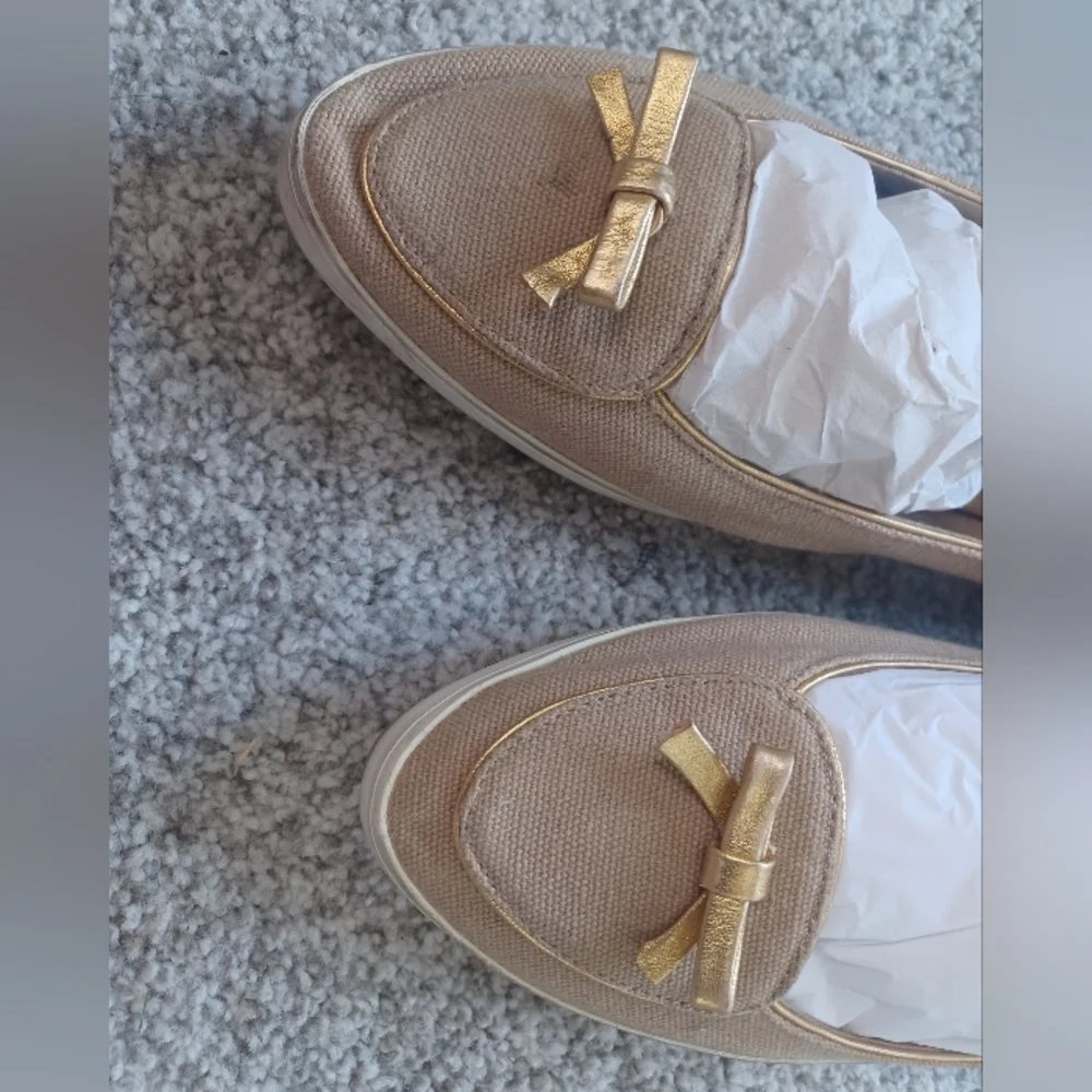 Tory Burch Dakota sneaker-Canvas/Metallic gold tan size 9 - Picture 7 of 10